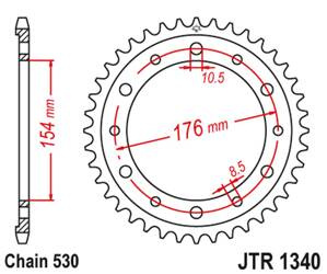 JT Hinteres Ritzel Stahl [43 Zähne] HONDA VFR750 / VFR800 V-TEC 02-14 / VFR800X CROSSRUNNER 11-15 Farbe schwarz