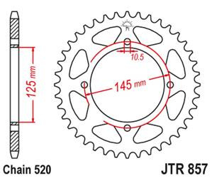 JT Hinteres Ritzel Stahl [47 Zähne] YAMAHA XV 125 VIRAGO 97-01 / XVS 125 DRAG STAR 00-04 / TT 600R 04 Farbe schwarz
