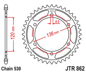 JT Hinteres Ritzel Stahl [46 Zähne] YAMAHA FZ 600 86-88 XJ 600 86-88 / YX 600 RADIAN 88-90