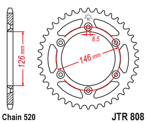 Stahl Kettenrad Hinten JT JTR808.39 ilość zębów 39Z