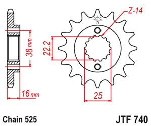 JT Vorderes Ritzel [15 Zähne] DUCATI 796/916/944/996 mit Schwingungsdämpfer