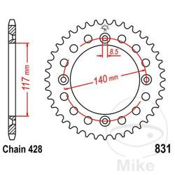 Stahl Kettenrad Hinten JT JTR831.46 ilość zębów 36Z