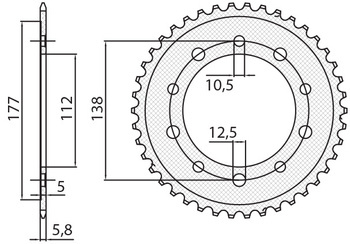Sunstar Kettenrad aus Stahl HONDA NC 700/750S 12-19 / NC 700/750X 12-19  [43]