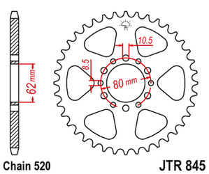 JT Hinteres Ritzel Stahl [49 Zähne] YAMAHA YZ 125 77 / TT 250 80-82