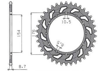 Sunstar Kettenrad aus Stahl HONDA VFR750 / VFR800 V-TEC 02-14 / VFR800X CROSSRUNNER 11-15  [43]