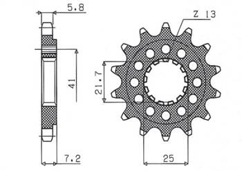 Sunstar Vorderes Kettenrad aus Stahl KAWASAKI ZX-7R/RR 96-03 / ZX-10R 04-15 / SUZUKI GSXR 750 00-15 / SV 1000S 03-06 [16]