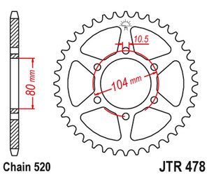 JT Hinteres Ritzel Stahl [46 Zähne] KAWASAKI ZX6R 05-13 / Z750 Farbe schwarz