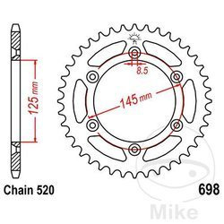 Stahl Kettenrad Hinten JT JTR698.44 ilość zębów 44Z