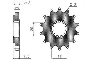 Sunstar Vorderes Kettenrad aus Stahl HONDA CR 125R 04-07 / CRF 250R/X 04-17 [14]