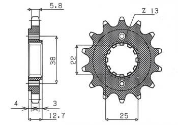 Sunstar Vorderes Kettenrad aus Stahl KAWASAKI KLR 650 90-14 [15]