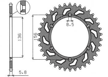 Sunstar Kettenrad aus Stahl HUSQVARNA SMS 125 01-12 / SUZUKI DR 250 90-03 [49]