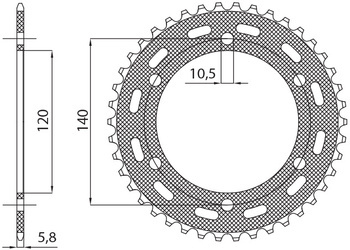 Sunstar Kettenrad aus Stahl KAWASAKI KLR 250 84-05  [42]