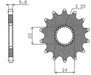 Sunstar Vorderes Kettenrad aus Stahl APRILIA RED ROSE/PEGASO 125 88-99 / RS 125 93-99 / TUAREG RALLY/WIND 125 89-93 / TUONO 125 03-07 [14]