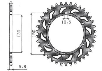 Sunstar Kettenrad aus Stahl HONDA NX 650 88-90 / FMX 650 05-08 / XR 600 88-90 [45]