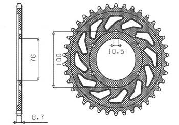 Sunstar Kettenrad aus Stahl SUZUKI GSXR1100 / GSXR750 92-95 [44]