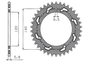 Sunstar Kettenrad aus Stahl KAWASAKI KLE 500 91-07 [44]