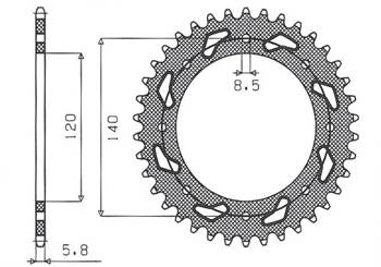 Sunstar Kettenrad aus Stahl KAWASAKI KLR 650C 95-03 [43]