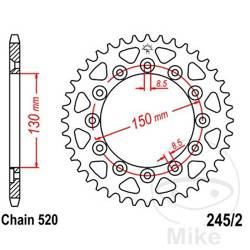 Stahl Kettenrad Hinten JT JTR245/2.38 ilość zębów 38Z