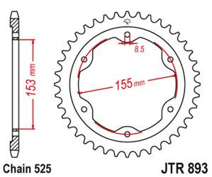 JT Hinteres Ritzel Stahl [38 Zähne] KTM 1290 SUPERDUKE 14-18 Farbe schwarz