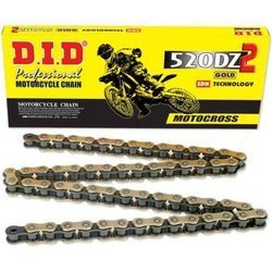 DID Kette 520 DZ2 118 Glieder ohne O-Ringe offener gold/schwarzer Druckknopfverschluss