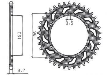 Sunstar Kettenrad aus Stahl YAMAHA XJ 600 H / N 84-91 / YX 600 RADIAN 86-87 [44]