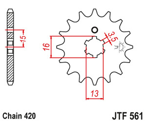 JT Vorderes Ritzel [16 Zähne] YAMAHA RD 80 MX 81-82