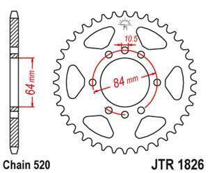 JT Hinteres Ritzel Stahl [44 Zähne] SUZUKI LTZ 400 QUADSPORT 03-08 / VAN VAN RV 200 16-19