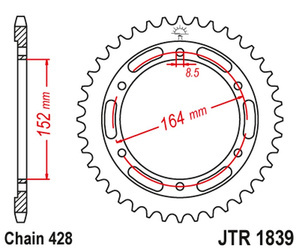 JT Hinteres Ritzel Stahl [56 Zähne] YAMAHA SR 400 91-00 / SR 500 91-00